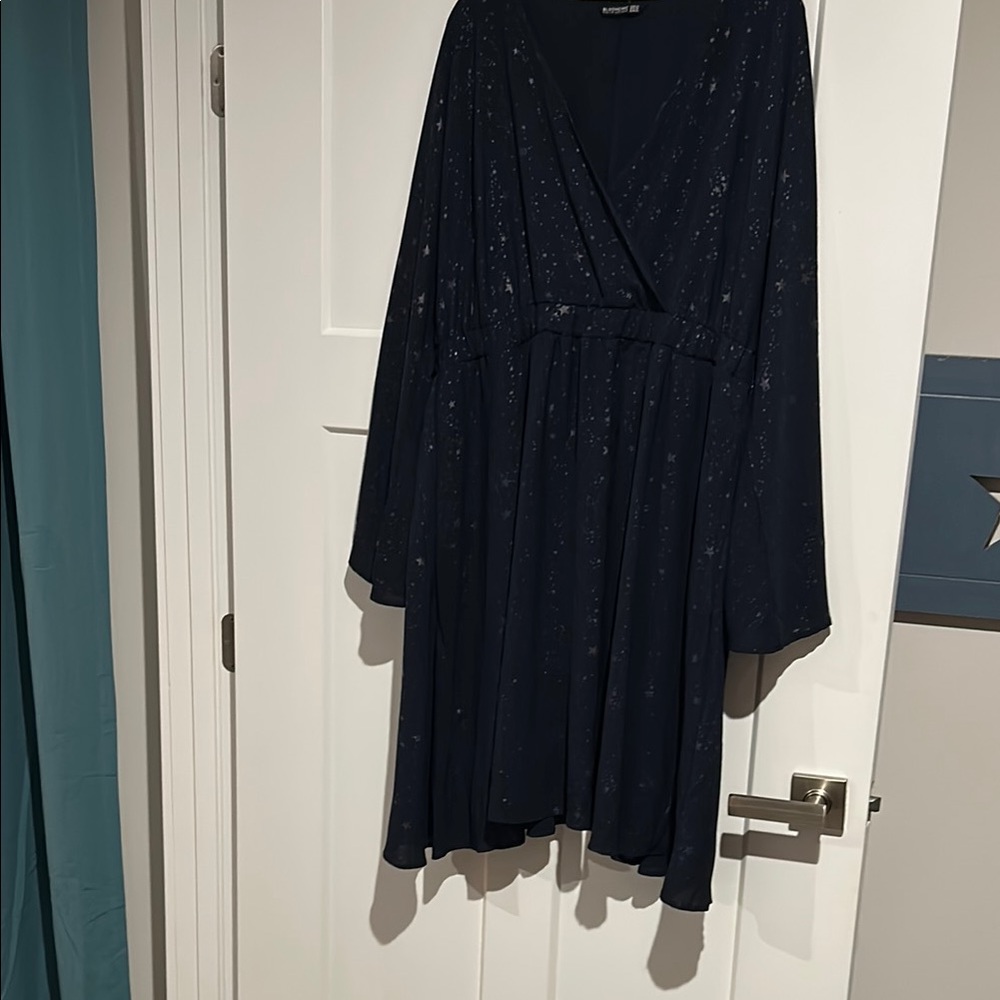 BloomChic Blue Fit and Flare Bell Sleeve Dress